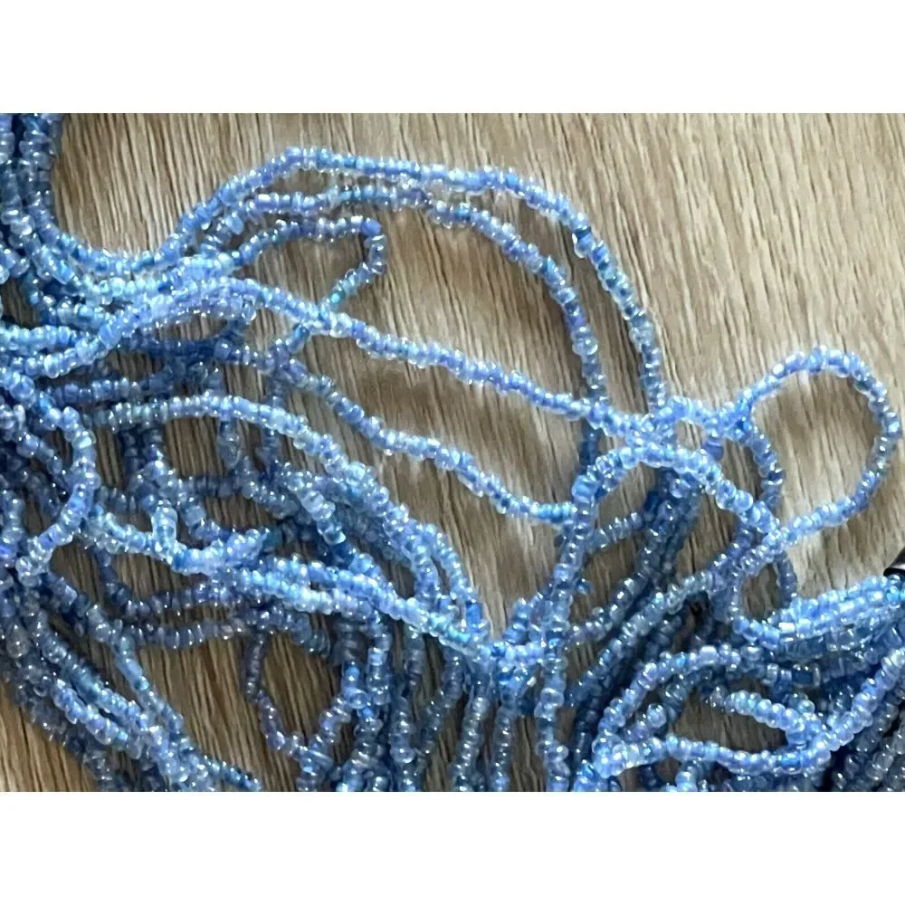 Beaded Multi‎ Strand Necklace with Tiny Blue Beads 21
